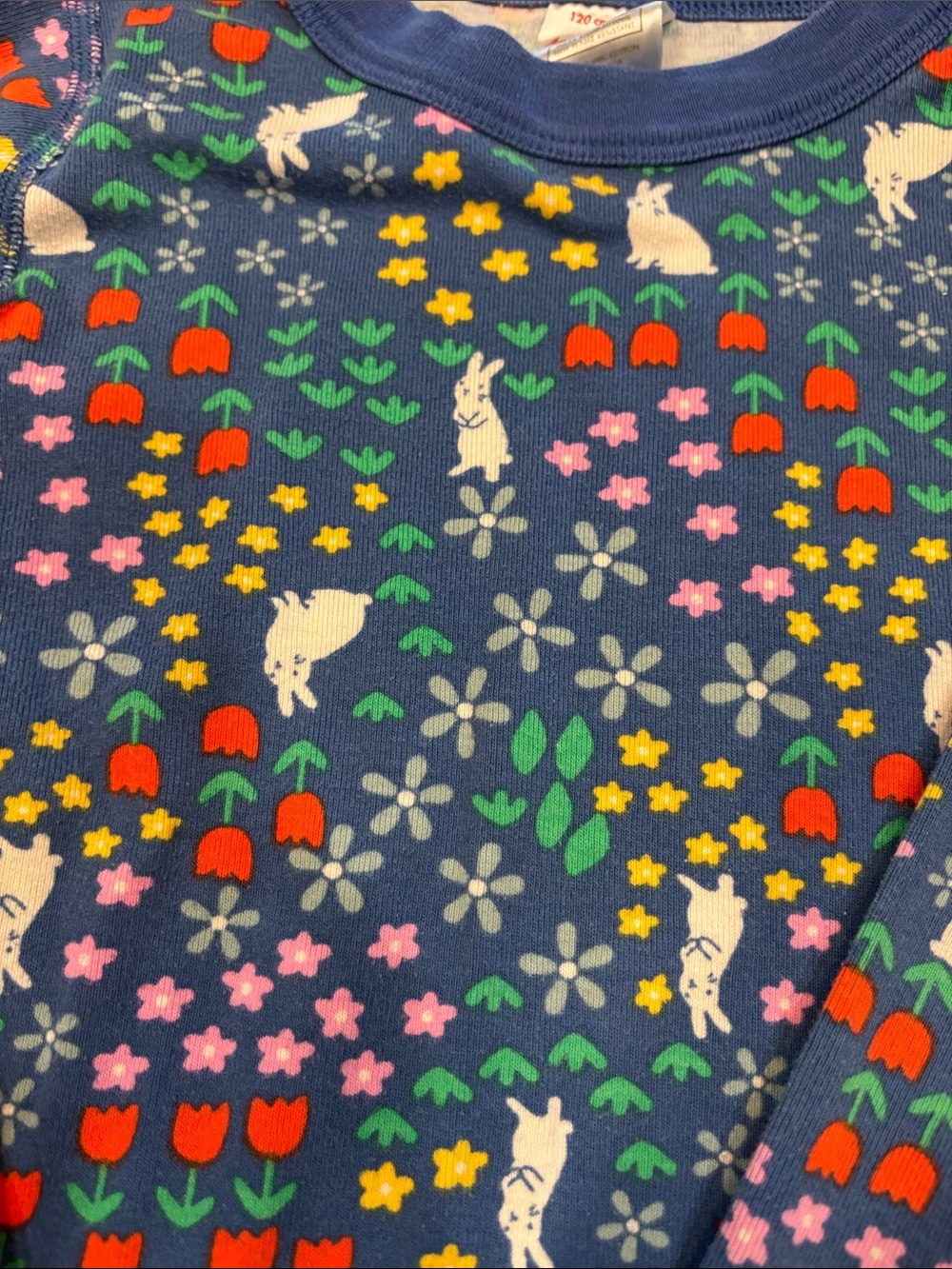 Hanna Andersson Navy Bunny & Floral Kids Pajama Set Spring Sz 6-7 - Picture 3 of 5